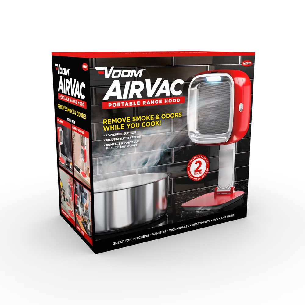 Voom Air Vac Portable Range Hood Stand Alone Smoke Odor Removal Red 24021